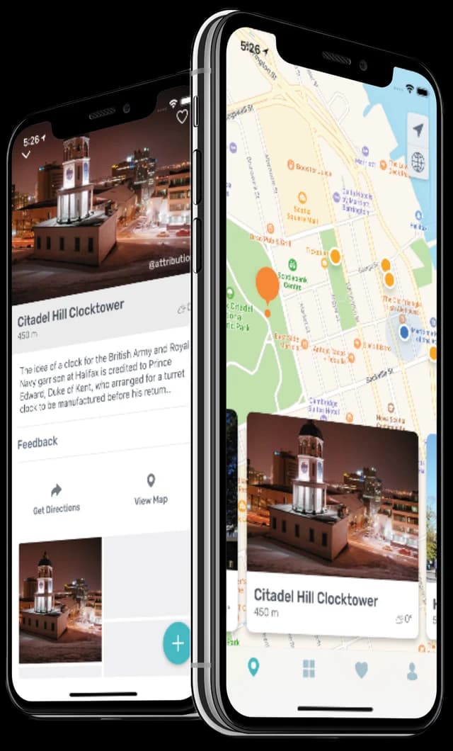 The PIXEO app showing photo spots on a map