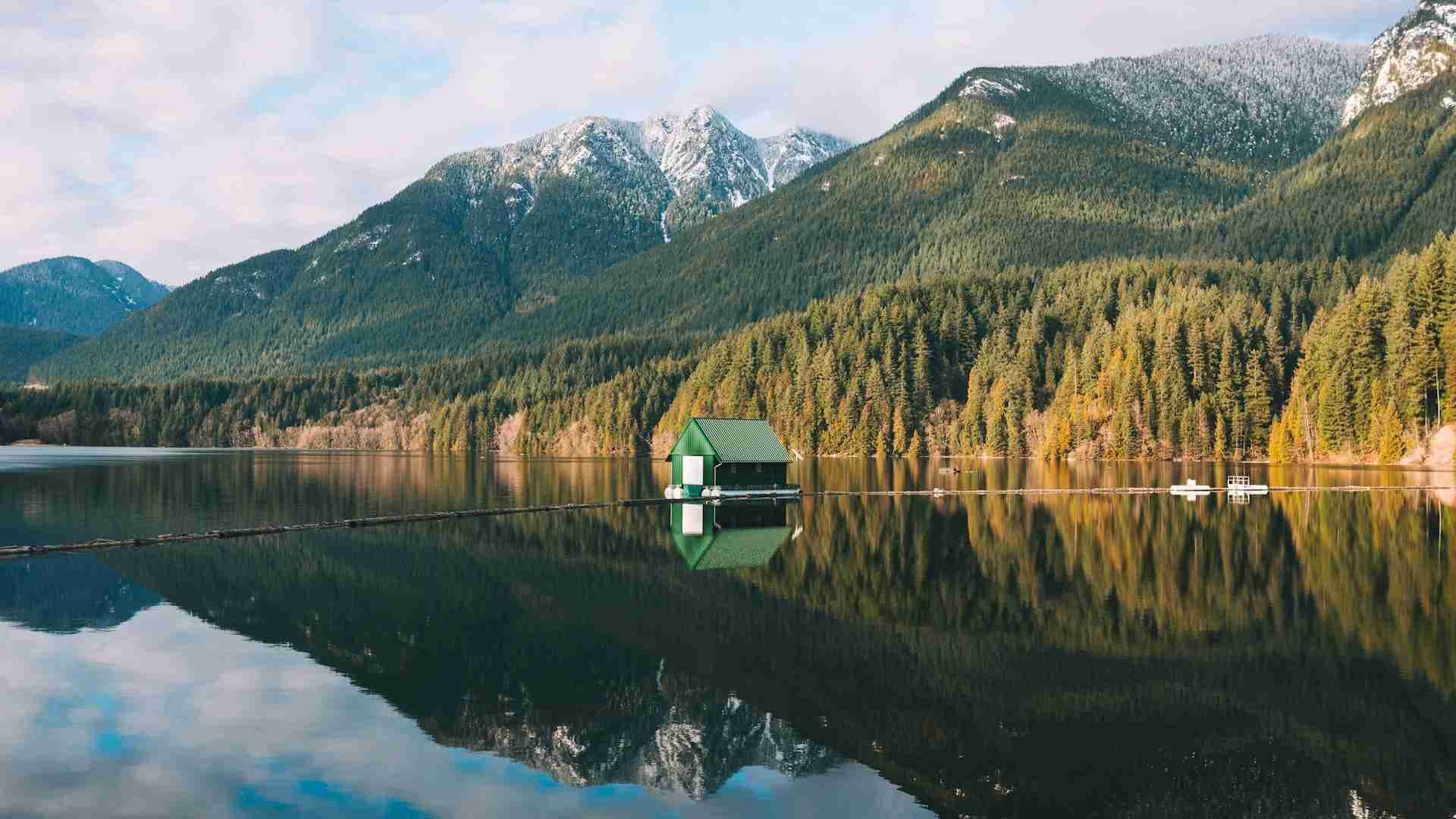 Capilano Lake and The Lions Reflection by Kelen Loewen